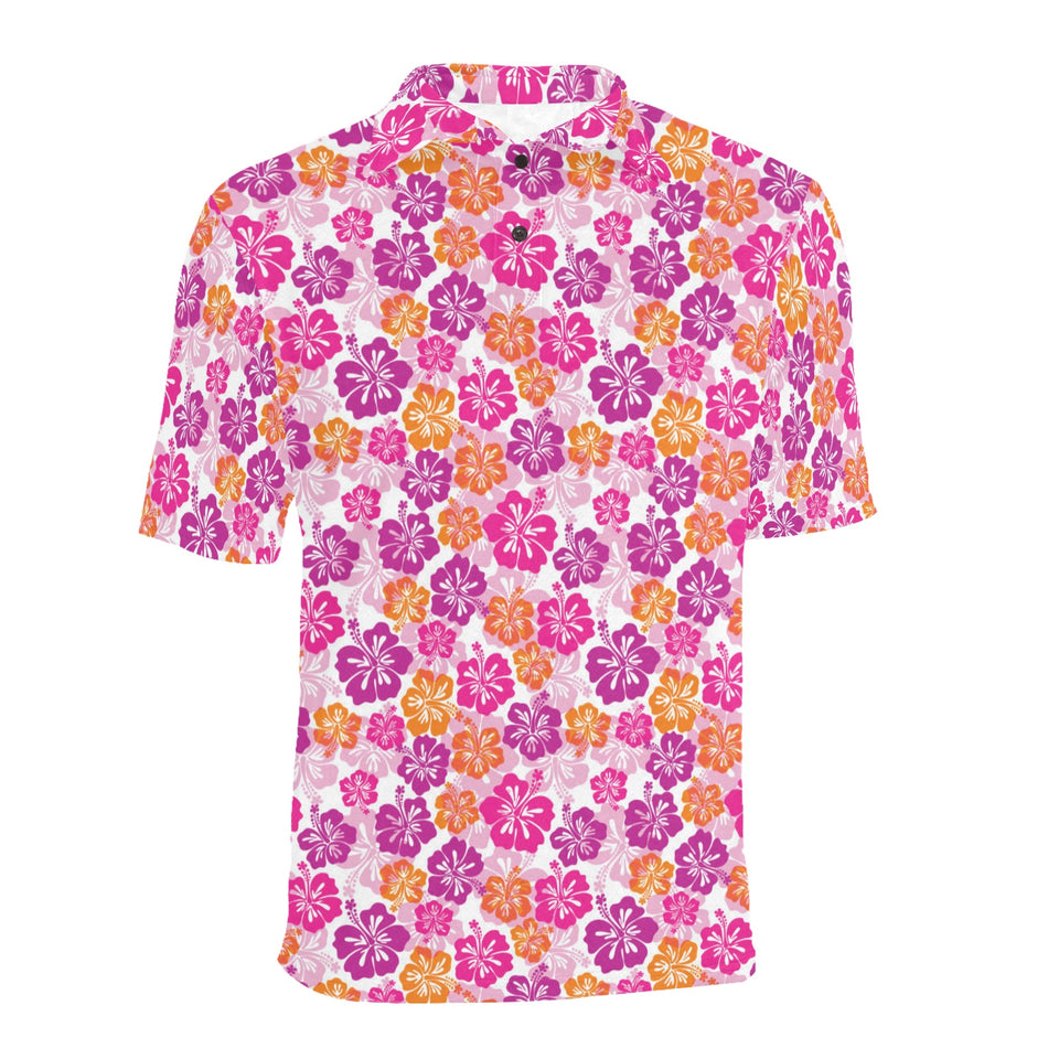 Hibiscus Pattern Print Design 01 Men's All Over Print Polo Shirt