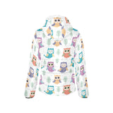 Cute owl pattern Women's Padded Hooded Jacket