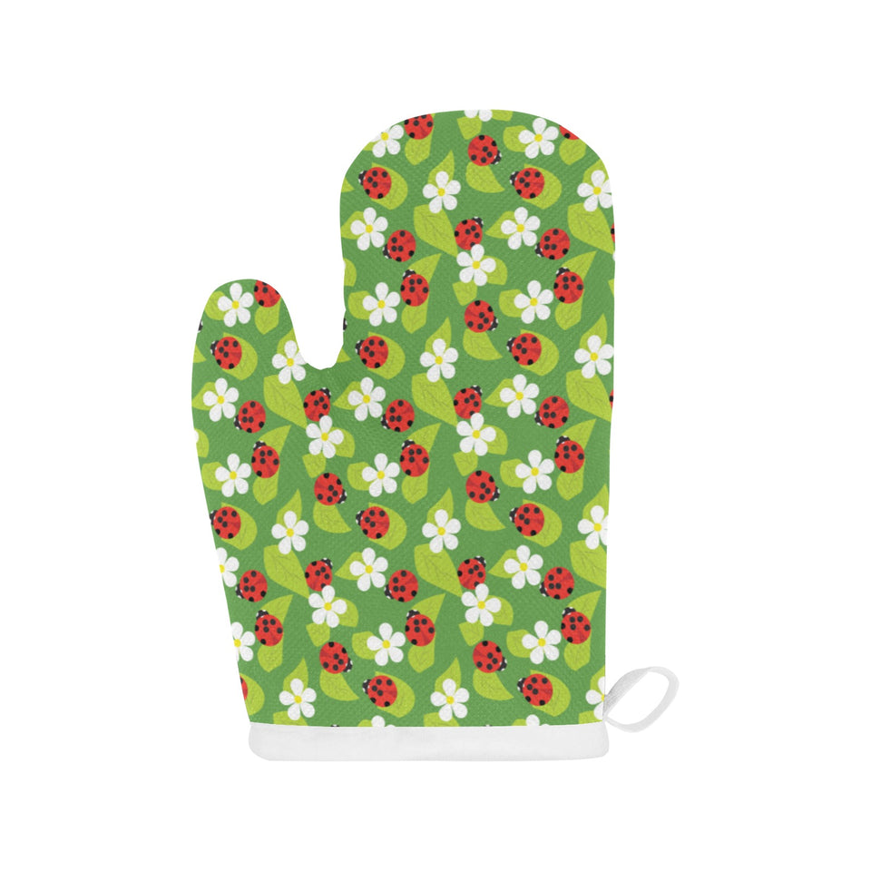 Ladybug Pattern Print Design 01 Heat Resistant Oven Mitts