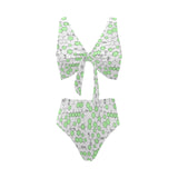 Chemistry Periodic Table Pattern Print Design 03 Chest Bowknot High Waisted Bikini Swimsuit