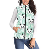 Panda pattern tropical leaves background Women's Padded Vest