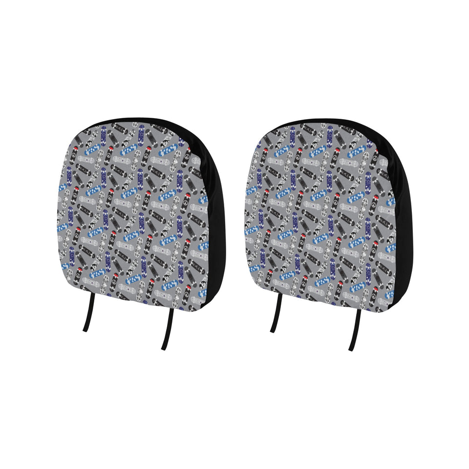 Skate Board Pattern Print Design 03 Car Headrest Cover