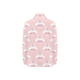 White swan and flower love pattern Women's Long Sleeve Polo Shirt