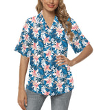 Hibiscus Pattern Print Design 02 Women's All Over Print Hawaiian Shirt
