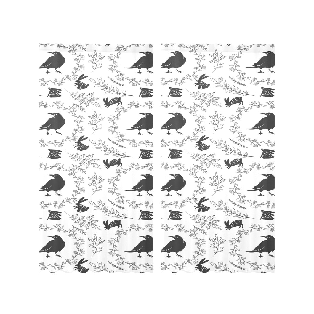 Crows floral wreath rabbit pattern Gauze Curtain