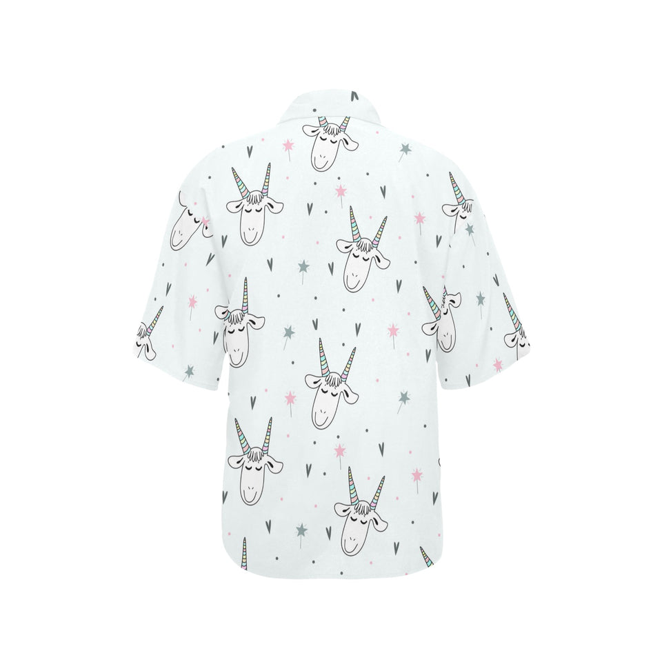 Cute goat design pattern Women's All Over Print Hawaiian Shirt