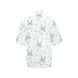 Cute goat design pattern Women's All Over Print Hawaiian Shirt