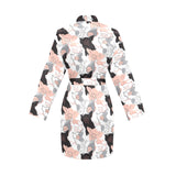 Pig Pattern Print Design 05 Women's Long Sleeve Belted Night Robe