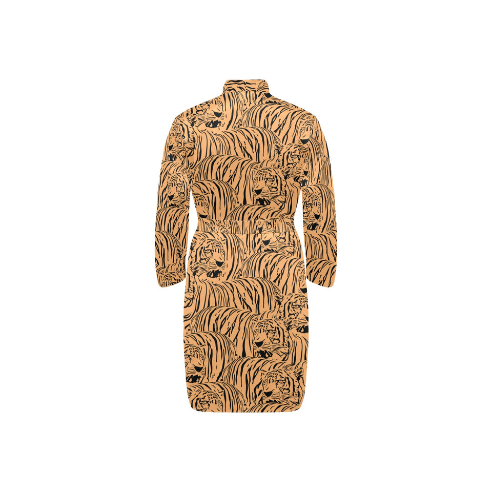 Bengal tigers pattern Men's Long Sleeve Belted Night Robe