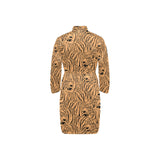 Bengal tigers pattern Men's Long Sleeve Belted Night Robe