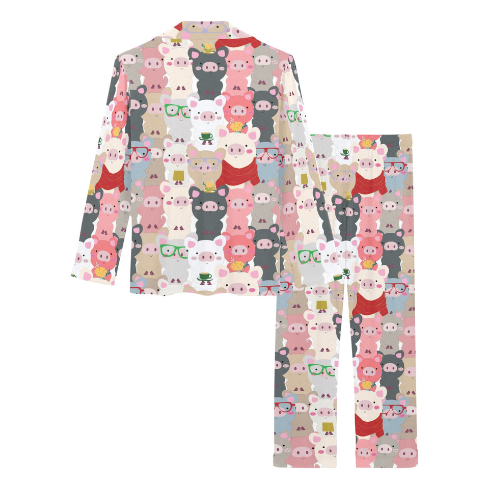 Pig Pattern Print Design 02 Women's Long Pajama Set