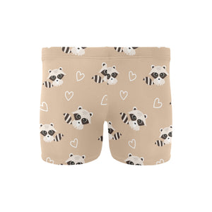 Cute raccoon heart pattern Men's Swimming Trunks