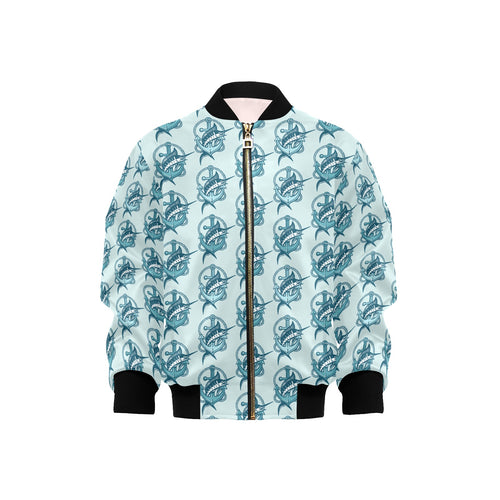 Swordfish Pattern Print Design 05 Kids' Boys' Girls' Bomber Jacket