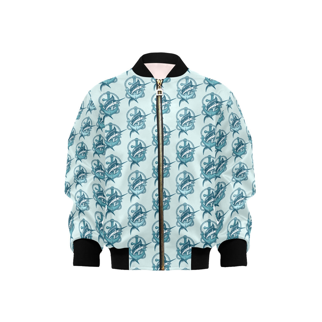 Swordfish Pattern Print Design 05 Kids' Boys' Girls' Bomber Jacket
