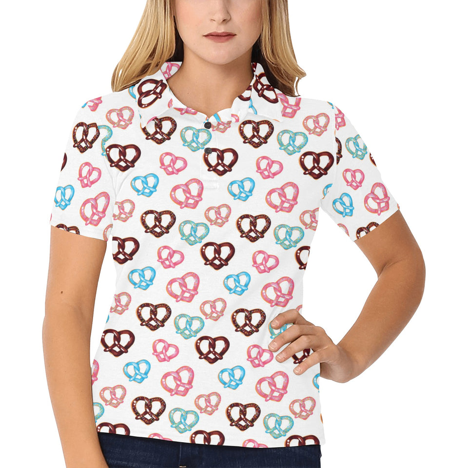 Pretzels Pattern Print Design 04 Women's All Over Print Polo Shirt