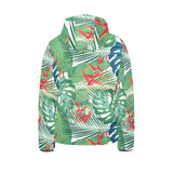 heliconia palm and monstera leaves pattern Kids' Boys' Girls' Padded Hooded Jacket