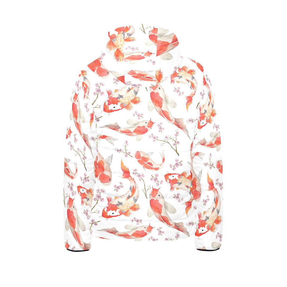 Watercolor Koi Fish Carp Fish pattern Kids' Boys' Girls' Padded Hooded Jacket