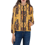 Egypt Hieroglyphics Pattern Print Design 05 Women's Padded Hooded Jacket