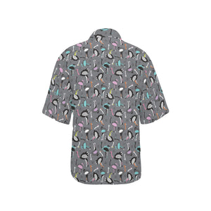 Ostrich Pattern Print Design 01 Women's All Over Print Hawaiian Shirt