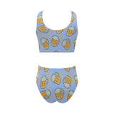 Beer pattern Chest Bowknot High Waisted Bikini Swimsuit