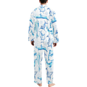 Watercolor dolphin pattern Men's Long Pajama Set