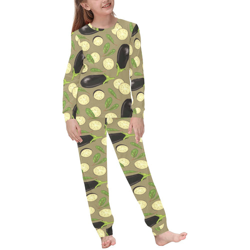 Eggplant Pattern Print Design 02 Kids' Boys' Girls' All Over Print Pajama Set