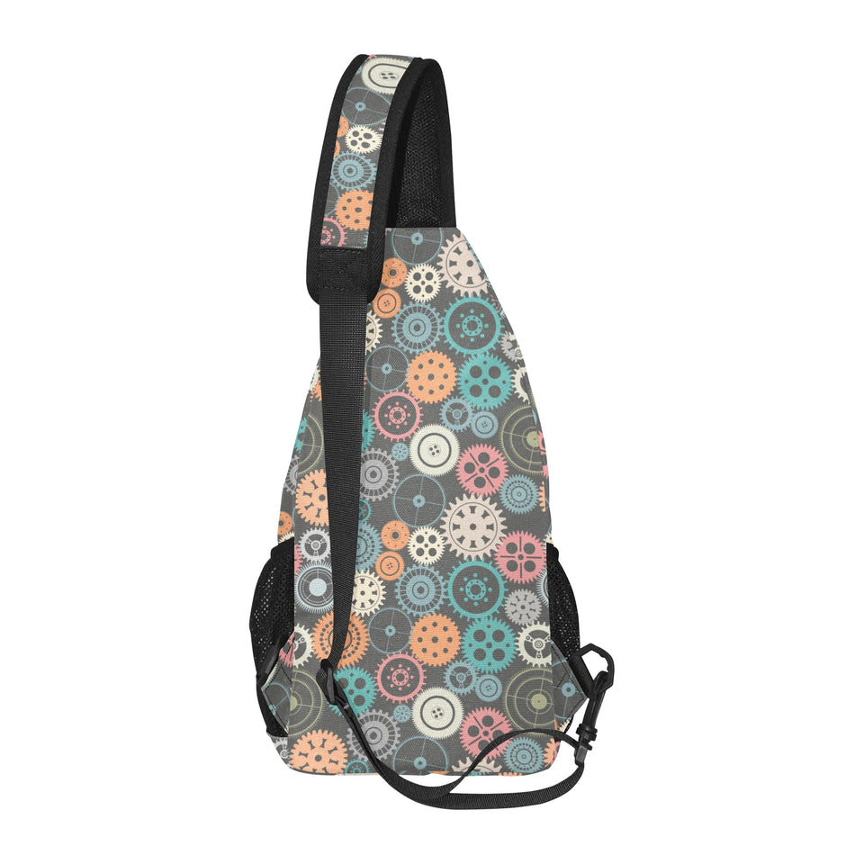 Gear Pattern Print Design 05 All Over Print Chest Bag