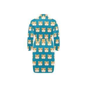 Guinea Pig Pattern Print Design 03 Men's Long Sleeve Belted Night Robe