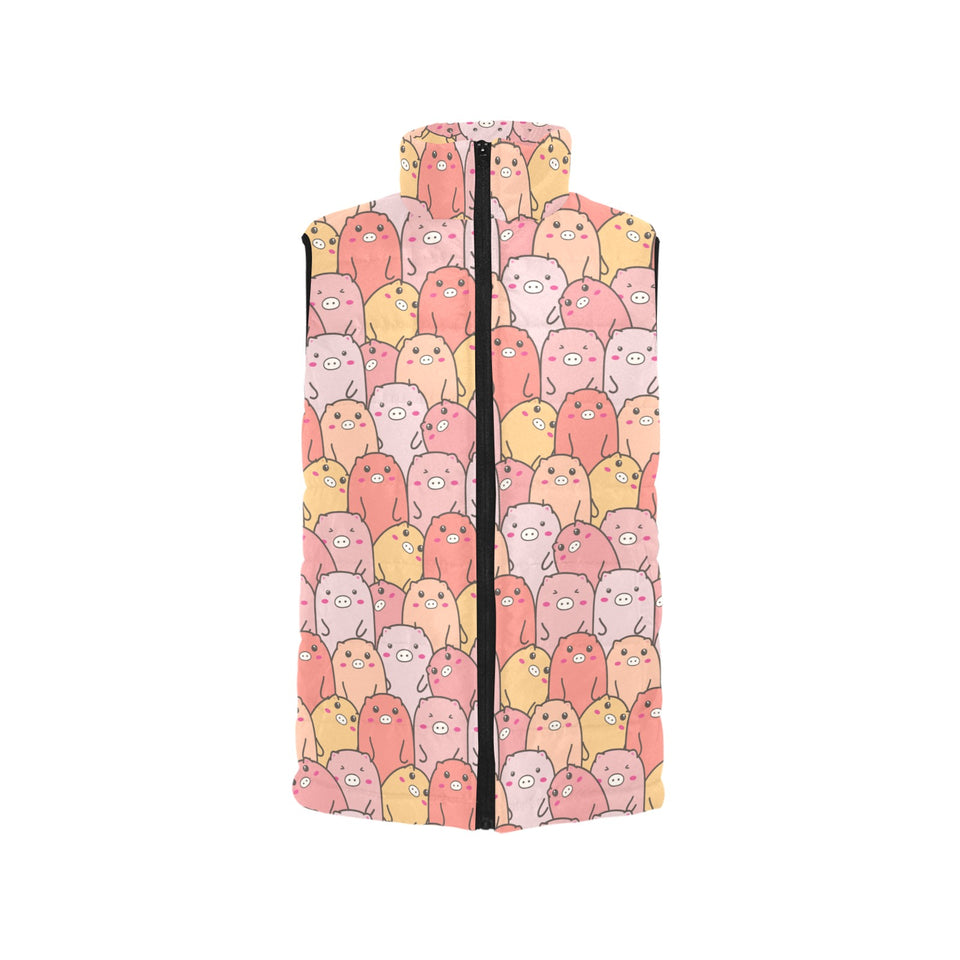 Pig Pattern Print Design 04 Women's Padded Vest