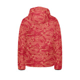 Gold dragons red background Kids' Boys' Girls' Padded Hooded Jacket