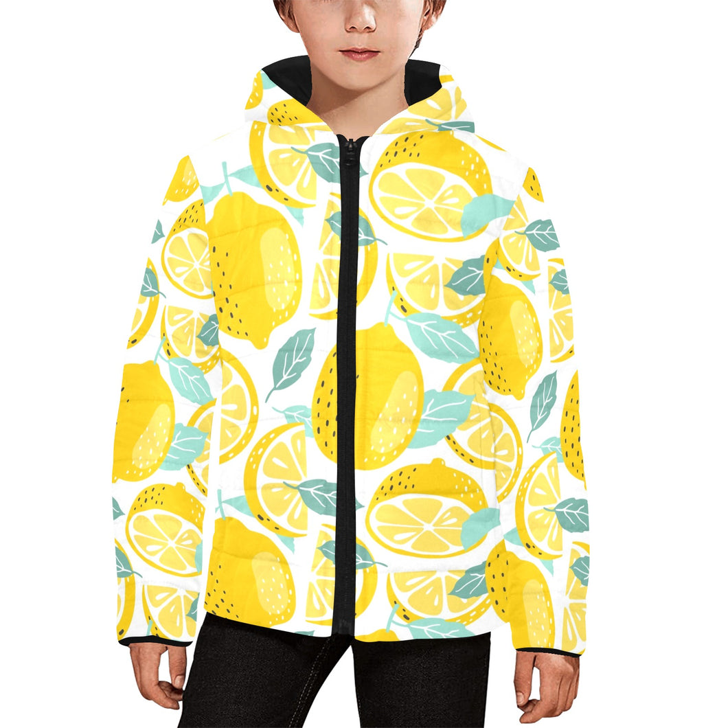 lemon design pattern Kids' Boys' Girls' Padded Hooded Jacket