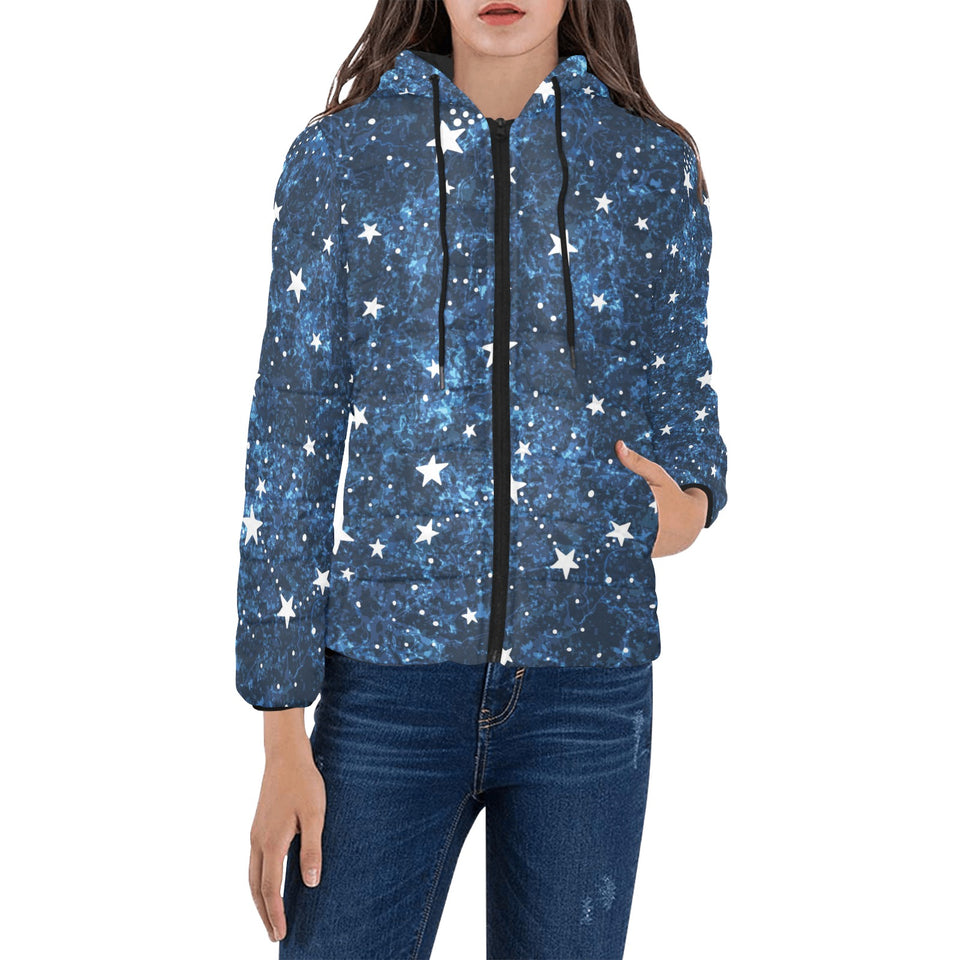 Night sky star pattern Women's Padded Hooded Jacket