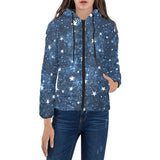 Night sky star pattern Women's Padded Hooded Jacket