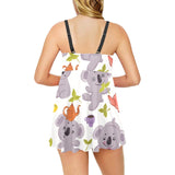 Cute koalas teapots tea Chest Sexy Pleated Two Piece Swim Dress