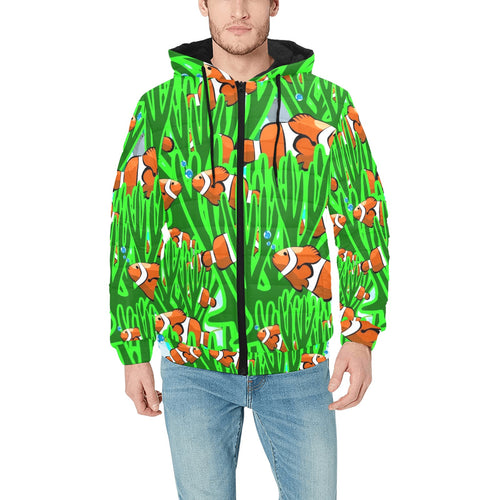 Clown Fish Pattern Print Design 01 Men's Padded Hooded Jacket