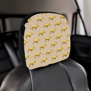 Rhino yellow theme pattern Car Headrest Cover