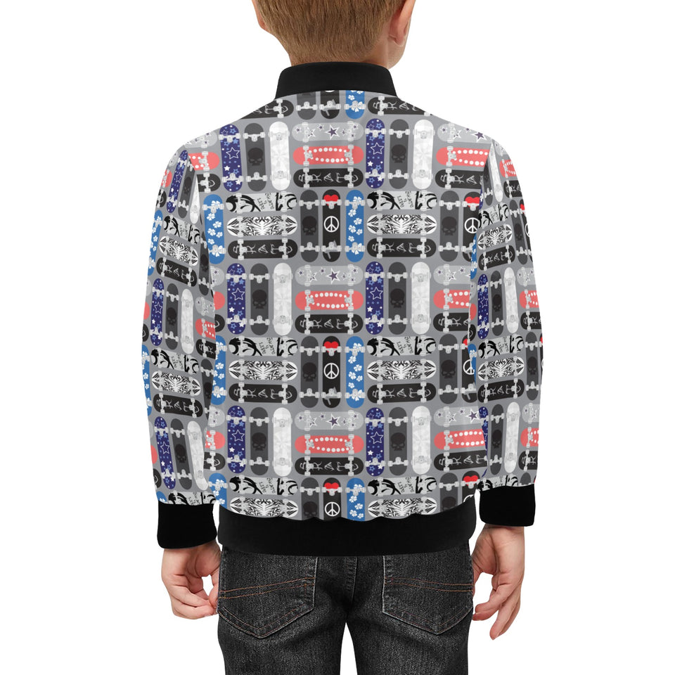 Skate Board Pattern Print Design 04 Kids' Boys' Girls' Bomber Jacket