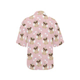 Cute unicorn pug pattern Women's All Over Print Hawaiian Shirt