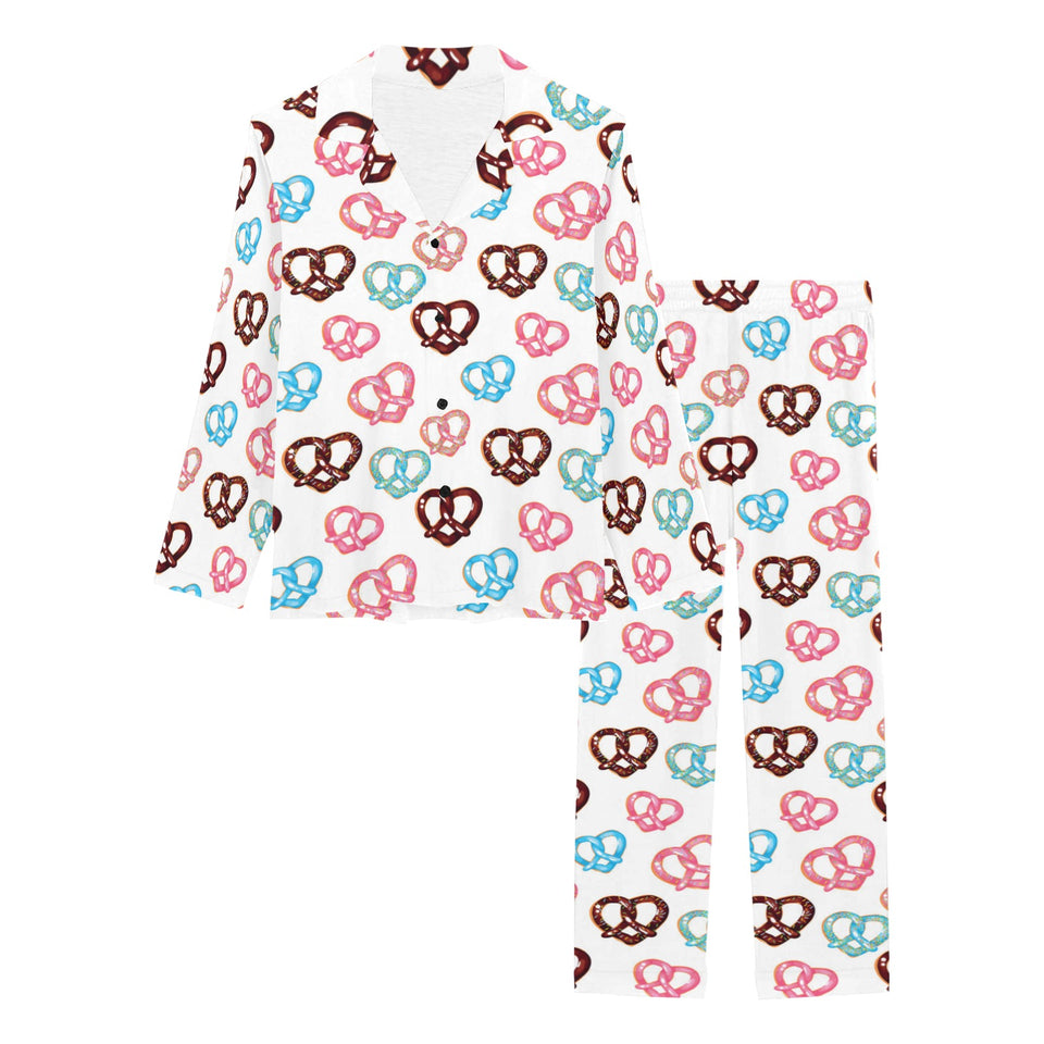 Pretzels Pattern Print Design 04 Women's Long Pajama Set