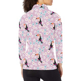 Beautiful toucan flower leaves Women's Long Sleeve Polo Shirt