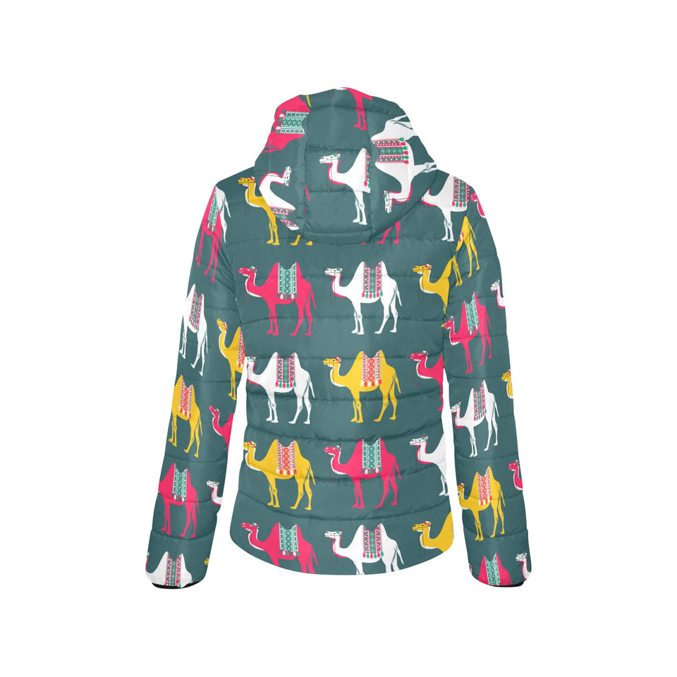 Camel pattern Women's Padded Hooded Jacket