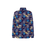 Blue japanese pattern cloud wave flower Women's Long Sleeve Polo Shirt