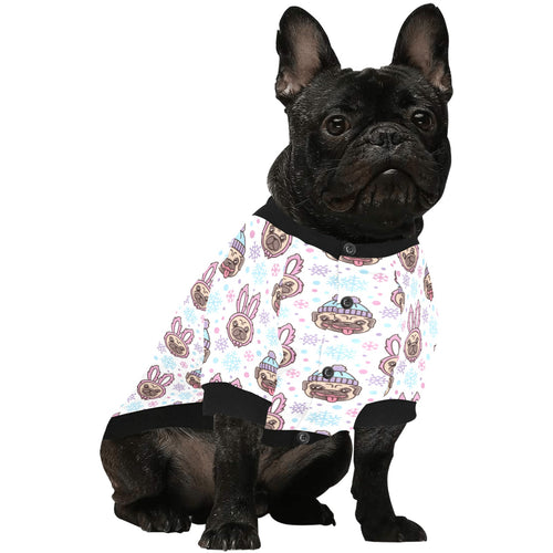 Cute pug hat rabbit costume pattern All Over Print Pet Dog Round Neck Fuzzy Shirt