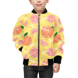 Grapefruit yellow background Kids' Boys' Girls' Bomber Jacket