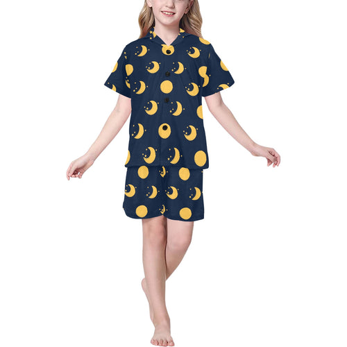 Moon star pattern Kids' Boys' Girls' V-Neck Short Pajama Set