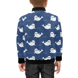 Cute white baby sea lion seal pattern Kids' Boys' Girls' Bomber Jacket