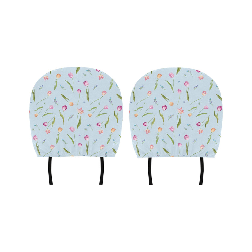 Watercolor Tulips pattern Car Headrest Cover