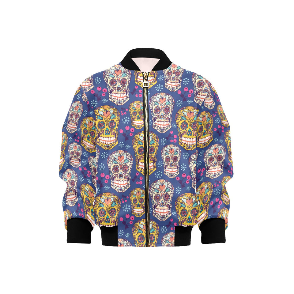 Sugar skull flower pattern Kids' Boys' Girls' Bomber Jacket