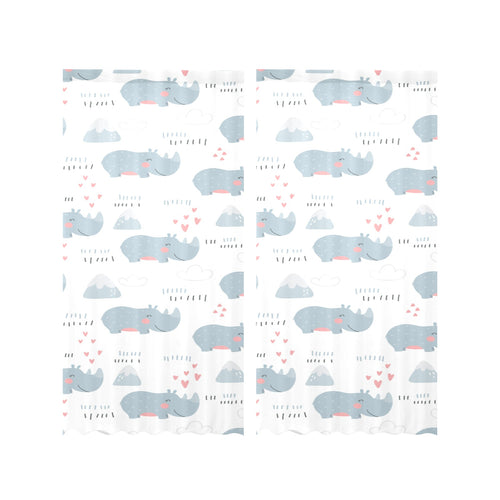 cute rhino heart pattern Gauze Curtain