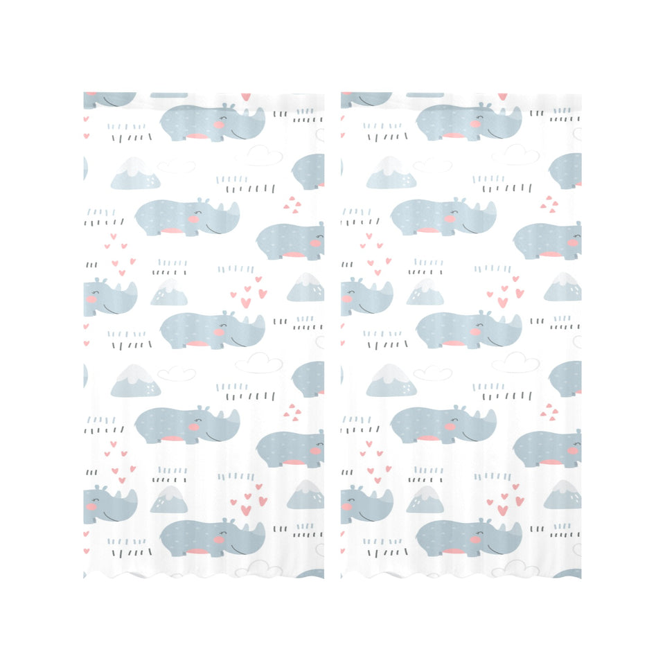 cute rhino heart pattern Gauze Curtain